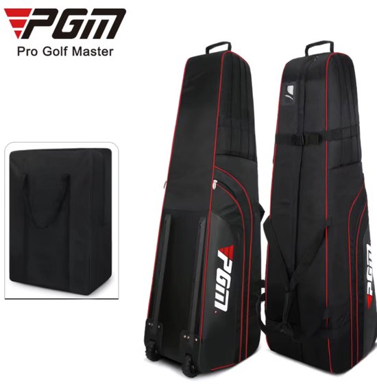 PGM Golf Reistas – Zwarte Opvouwbare Travel Cover met Wieltjes – Voor Golftas & Clubs – Waterafstotend Nylon – Compact & Lichtgewicht van Merkloos