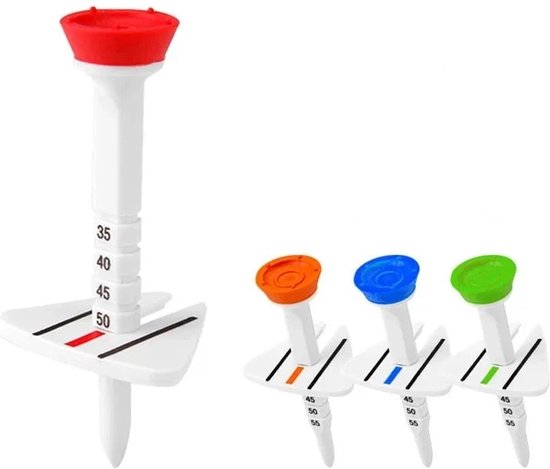 PGM Golf Verstelbare Golf Tees – Set van 4 – Hoogte Instelbaar met Richtlijn voor Nauwkeurige Slag – Duurzame Plastic Golf Tees voor Optimale Afslag van PGM