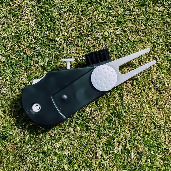 Pitchfork Golf Accessoires - 4 in 1 - Score teller - Borstel - Marker van inStone