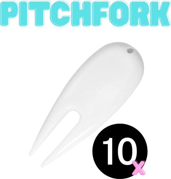 Pitchfork Set – 10 Stuks – Wit – Duurzaam & Lichtgewicht – Golf Divot Tool – Repartie Green - Golfaccesoires - Golfbalmarker - Onmisbaar voor elke Golfer