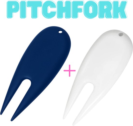 Pitchfork Set - 2 Stuks - Wit & Donkerblauw - Duurzaam & Lichtgewicht - Golf Divot Tool - Repartie Green - Golfaccesoires - Golfbalmarker - Onmisbaar voor elke Golfer