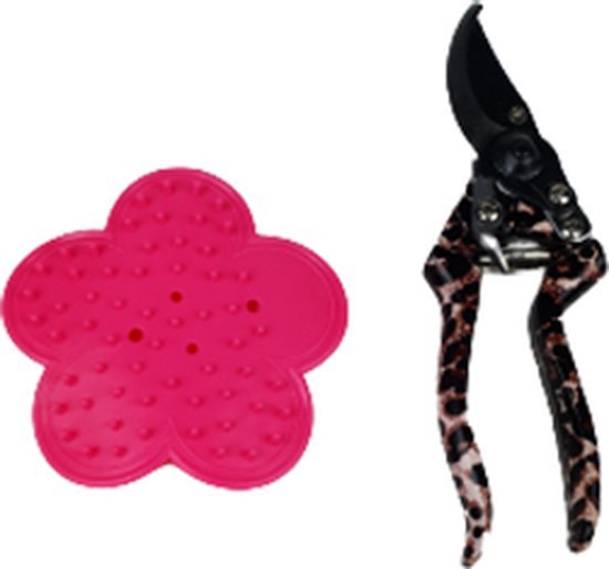 Planten en bloemenset met panterprint - Roze / Multicolor - Metaal / Kunststof - 2 Stuks - Schaar / Gestoken bloem - Tuinieren - Tuin - Planten - Bloemen van Orange85