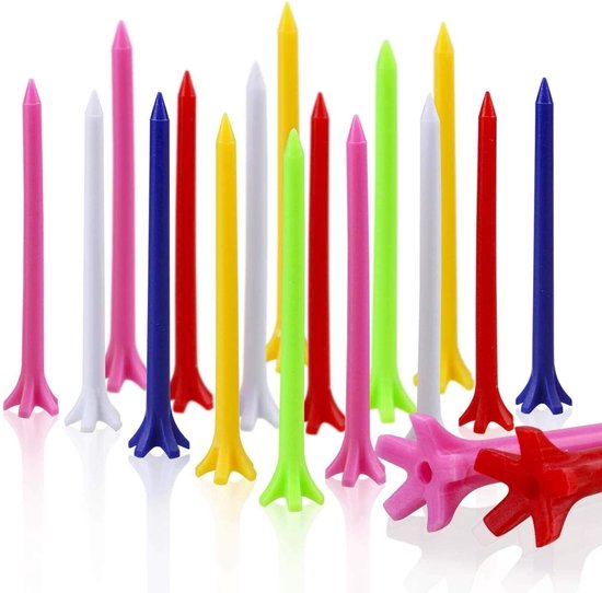 Plastic Golf Tees van 70mm, Zero Friction Tour Golf Tees, Set van 100 Stuks voor Optimale Prestaties
