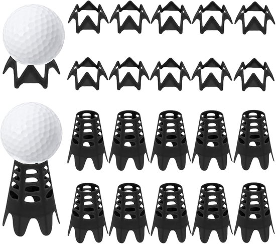 Plastic golftees, 20 stuks golfsimulatortees voor thuis, buiten- en binnentraining voor golftees, golfmattees voor wintergras en drivingrange, verpakking van 10 grote en 10 kleine zwarte tees van Merkloos
