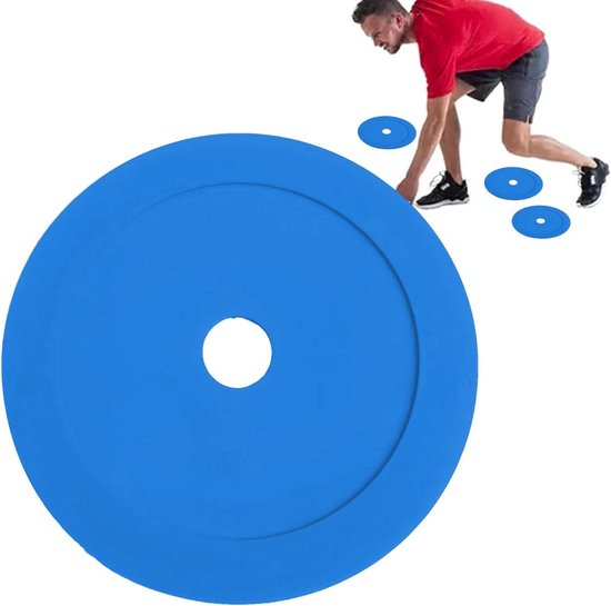 Platte Kegels - Markeerplaatjes Trainingskegels - Sport Training - Zacht En Duurzaam Materiaal - 15 Centimeter - Blauw