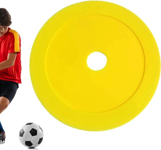 Platte Pylonen - Markeer Schijven - Sporttraining Verbeteren - Zacht En Taai Materiaal - 15 Centimeter - Geel