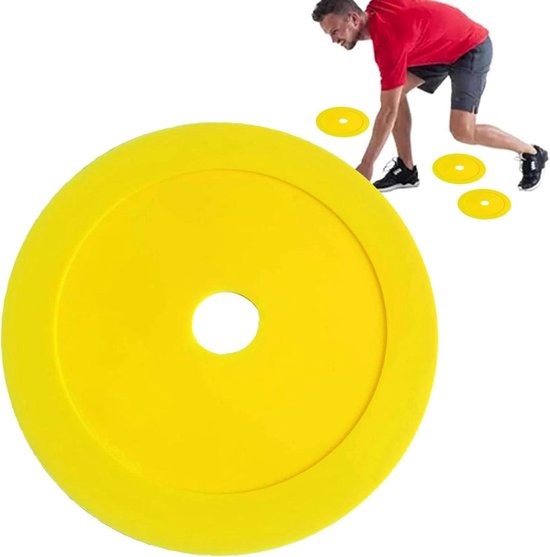 Platte Pylonen - Oefenmarkeerder Kegels - Sporttraining Verbeteren - Opvallende Kleuren - 15 cm - Geel