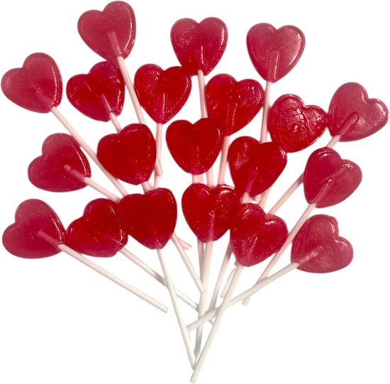 PLAY Voordeelpak Hart Decoratie – 20 hartjeslollies individueel verpakt, 140g – bruiloft bedankje & Valentijnsdag cadeau