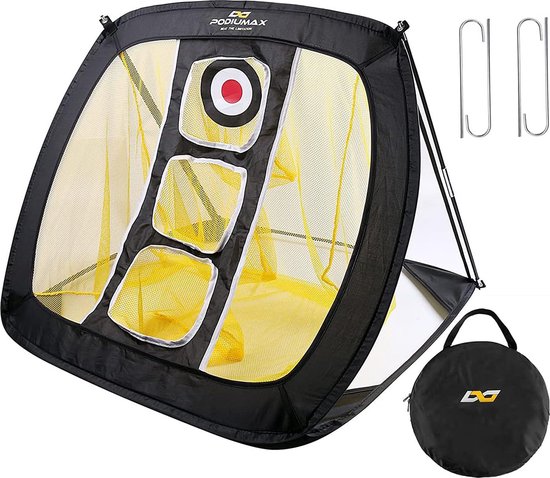 Podiumax Golf Chipping Net - Pop-up Oefennet voor Golf - Incl. Draagtas & Grondpennen - Golf Training Aid voor Binnen en Buiten - Geel/Zwart van Merkloos
