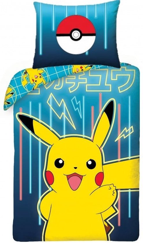 Pokémon Pikachu Dekbedovertrek - Eenpersoons - 140 x 200 cm - Multi van Pokémon