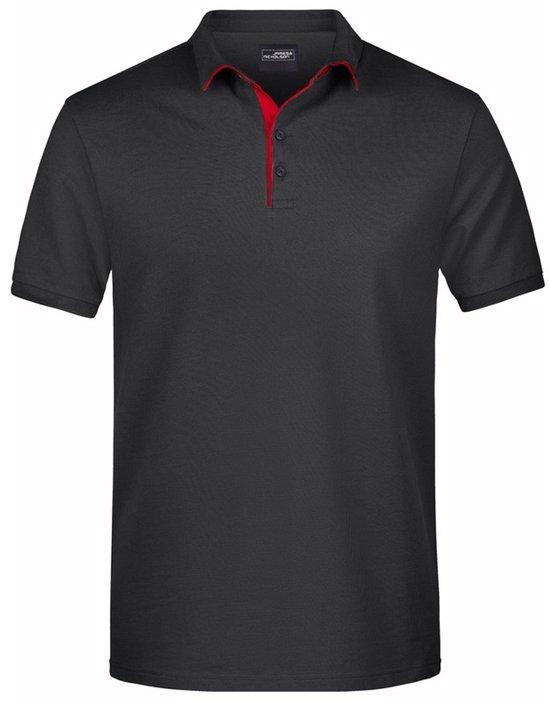 Polo shirt Golf Pro premium zwart/rood voor heren - Zwarte herenkleding - Werkkleding/zakelijke kleding polo t-shirt XXL van Merkloos