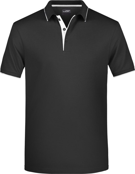Polo shirt Golf Pro premium zwart/wit voor heren - Zwarte herenkleding - Werkkleding/zakelijke kleding polo t-shirt L van Merkloos