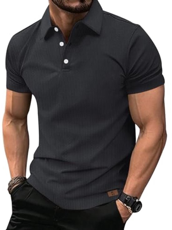 Poloshirt Heren Korte Mouw Ademend Sneldrogend Donkergrijs XL