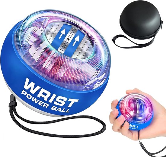 Polstrainer Bal - Onderarm Trainer - Kracht Opbouwen - Gyroscopische Werking - 7cm Diameter - Blauw