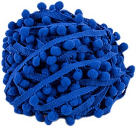pomponboord, pomponboord, pomponband, pomponband, pomponband, pomponband, pompon, franjes, kwastjes, sierborrte, voor kleding, gordijn, decoratie, koningsblauw