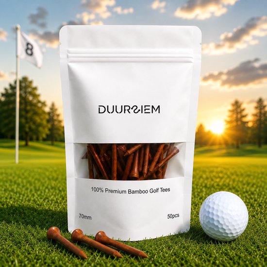 Premium Bamboe Golf Tees 70 mm – 50 stuks – 100% Bamboe – Sterk & Duurzaam