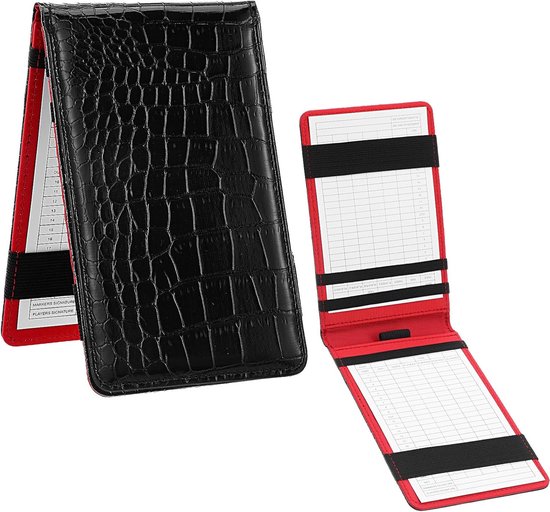 Premium PU Leather Golf Scorecard Houder - Yardage Book Cover Score Card Holder met Ingebouwde Potloodlus - Zwart 6.9 x 4.3 Inches van premium