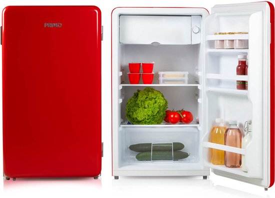 PRIMO PR152RKR Koelkast Tafelmodel - Retro Koelkast - Vrijstaand - 93L - E - Rood van PRIMO
