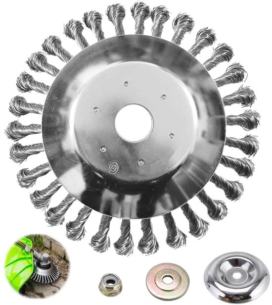 Professionele bosmaaier voor reiniging van blokbestrating | Ronde borstel 150 x 25 mm | Gedraaide staaldraad onkruidborstel | Geschikt voor 6 inch oppervlaktes. van Hofftech