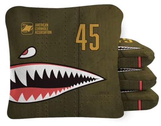 Professionele Dubbelzijdige Cornhole Tassen Set van 4 - Patriottische Bomber Olive van Merkloos