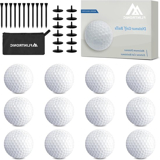 Professionele en Beginners Golfballen Set met Tees, Markers en Tas - Verbeter Afstand en Controle met 12 Stuks Golfballen van Merkloos