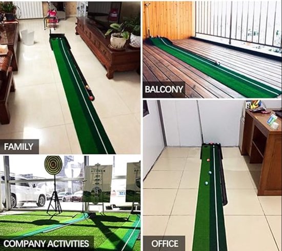 Professionele Golfmat set, puttingmat, golf, indoor, kantoor, outdoor, voor thuis, kantoor, golf, oefenmat, golfoefenmat, putting trainer, mat Groen