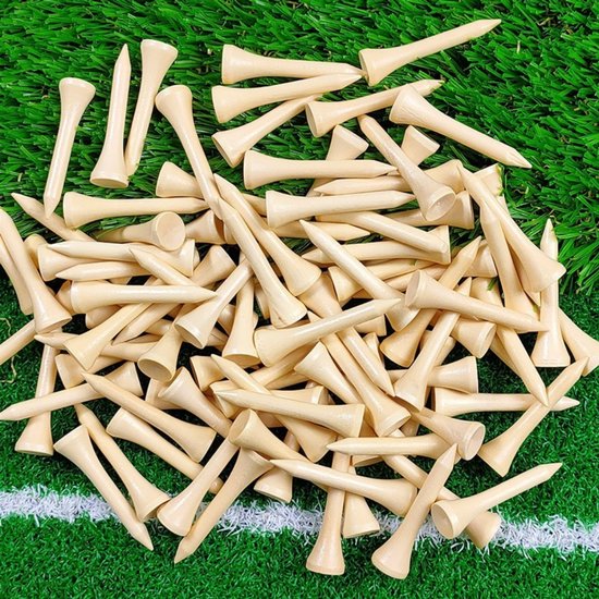 Professionele houten golftees (verpakking van 100) — Verkrijgbaar in diverse kleuren en maten — Hoge golftees — Vermindert zijspin en wrijving — Houten tee-houders — Tee-pegs van Merkloos