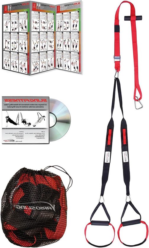 Professionele Slingtrainer - Fitnessband Set - Thuis Krachttraining - Made in Germany - 190-330cm - Rood