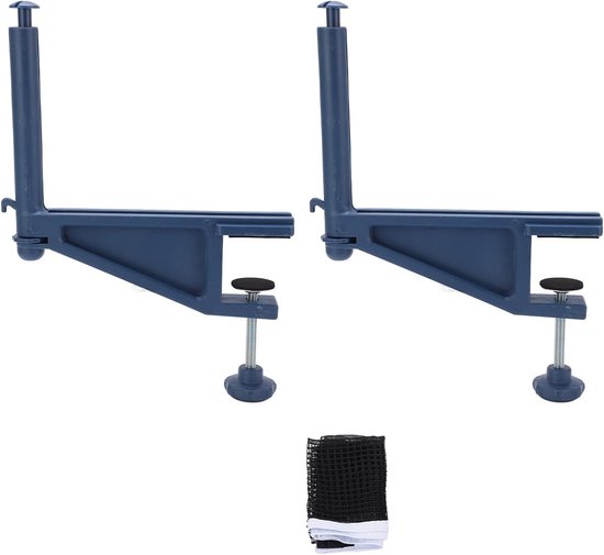 Professionele Tafeltennisnet Set - Verstelbare Clip Post - Schroef Bevestiging - Draagbaar Duurzaam Nylon Net voor Binnen Training Competitie Sportuitrusting 610g (Blauw) van Merkloos