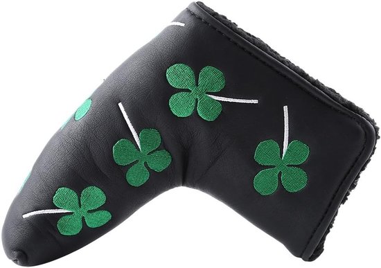 Putter Cover Clover Golf Headcover voor Bladputters, PU Accessoire voor Golfspelers (Zwart)