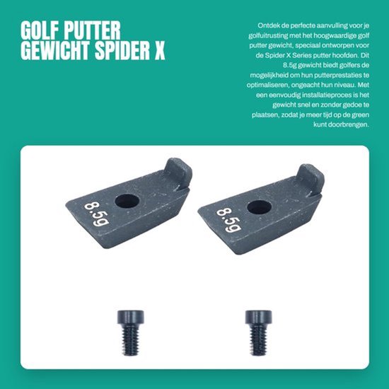 Putter Gewicht 8,5g - Compatibel met Spider X Serie - Hoge Kwaliteit - Eenvoudig te Installeren - 1 Paar Gewichten - Afmetingen 5,9 x 7,87 x 3,15 Inch - Golfgewicht