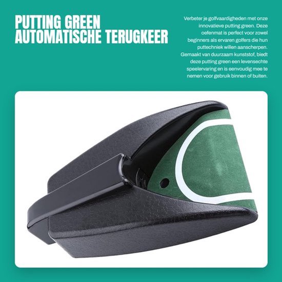 Putting Green Automatische Terugkeer - Oefenmat - Duurzaam Kunststof - Lichtgewicht - Binnen/Buiten - Batterij Aangedreven - Putting Trainer