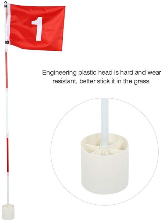 Putting Green Set Verstelbare Hoogte - Nylon Vlag - Vlaggenmast/Accessoires - Gatenbeker - Duurzaam Materiaal - Lichtgewicht 587 g - Golfaccessoires