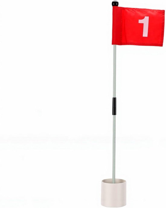 Putting Green Vlaggen - Golf Oefenset - Golf Oefenen - Afneembare Vlaggenstok - 43 x 12 cm - Wit