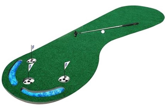 Putting Mat - Golf Oefenmat - Golfspel Verbeteren - Drie Gaten Ontwerp - 3 x 9 Voet - Groen