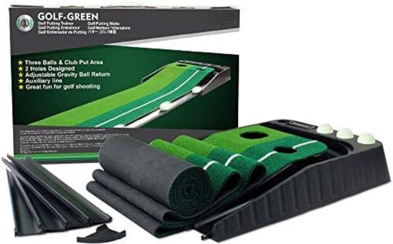 Putting Mat Golf - Putting Mat - Inclusief 3 golfballen - 304cm - Inclusief retourbaan - Putting Green - Golf - Training