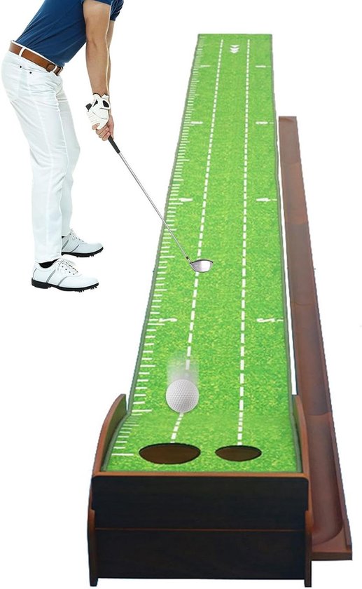 Puttinggreen - Golf Trainingshulp - Golf Vaardigheden Verbeteren - Dubbele Gaten - 300x26.5 cm - Groen
