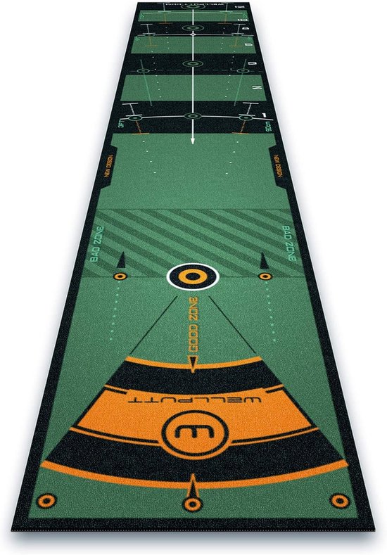 Puttingmat - Golf Puttingmat - 4 Meter - Luxe Golfoefenmat - Professionele Putting Green voor Binnen - 3 Meter Putting Area - Met Trainingsrichtlijnen - Visuele Hulplijnen - Indoor Golf Training - Snelheid & Controle - Groen - 4m