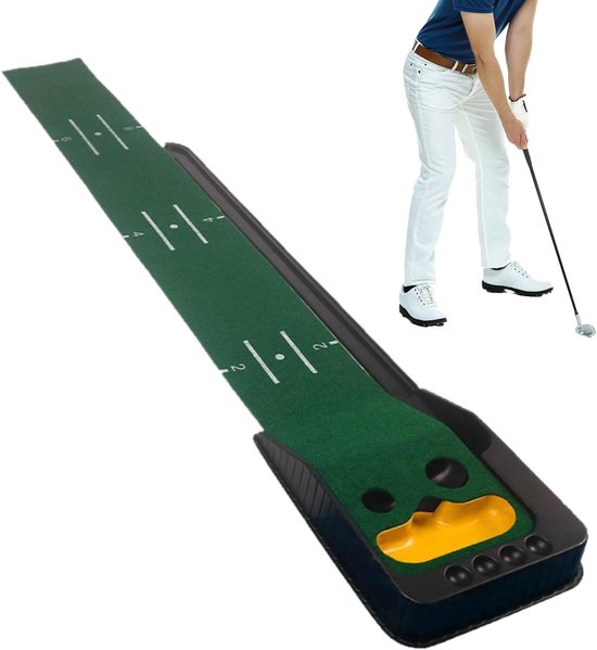 Puttingmat voor binnen - Golf trainingsmat - Golfvaardigheden oefenen - Realistisch groen oppervlak - 254 cm lang - Groen