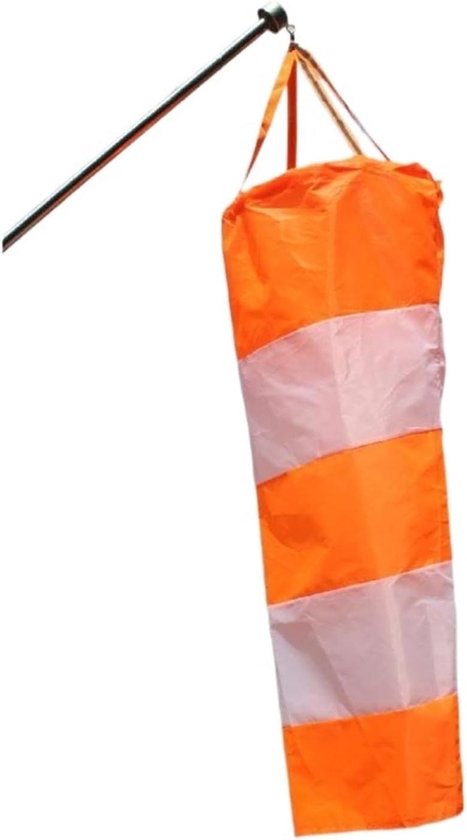 Reflecterende windzak - Windmeter sok - Windrichting meten - Rip-stop materiaal - 08 m - Oranje Wit