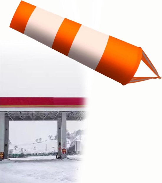 Reflecterende Windzak - Windmeter Windzak - Windrichting Meten - Industrieel Rip-Stop Nylon - 2 Meter - Oranje Melk