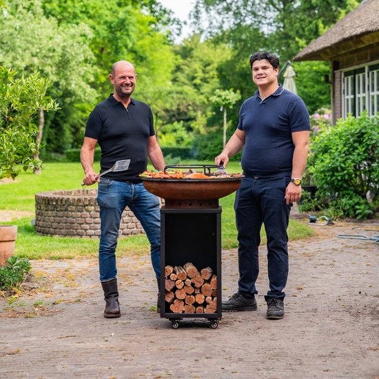 RJRoyal Living Plancha grill BBQ Camarada corten grillring met en houtopslag vuurschaal buitenkeuken grillring cortenstaal Barbecue van RJRoyal Living