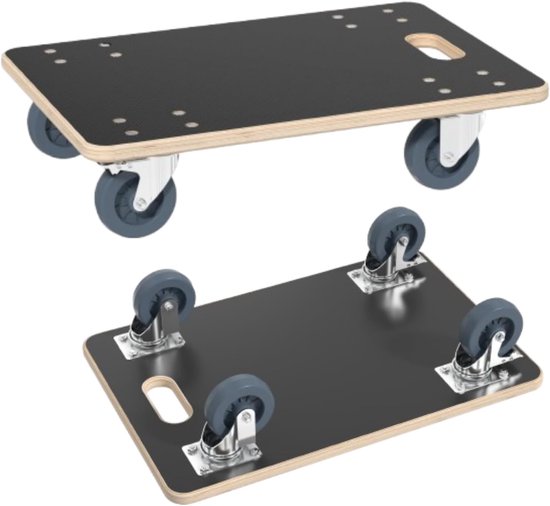 Rolplank, transportroller met rem, meubelroller, rolplanken, 1 stuk