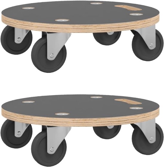 Rolplanken 2 stuks Rolling Trolley Meubelroller Bloem Roller Transportroller Ronde Transporter Vat Roller Ronde Meubelhond Transportplank, 4 wielen zonder rem, Max. belasting: 250 kg Multiplex