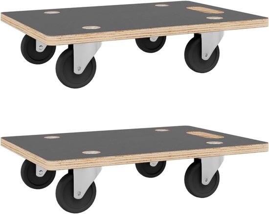 Rolplanken, platformwagen, transportwagen, handwagen, steekwagen, pakwagen, transportwagen, rechthoekig, 80 x 55 x 11,5 cm, 2 stuks