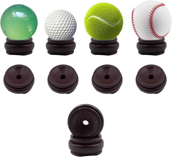 Ronde houten ballenhouders, 10 stuks, ideaal voor het tentoonstellen van kristallen, stenen en golfballen, 4 cm voetsteun voor verzamelobjecten