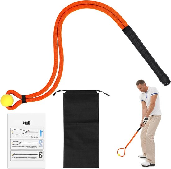 Rope Swing Trainer voor Golfers - Draagbaar Trainingshulpmiddel voor Golf - Verbeter Snelheid en Kracht - Warming-Upuitrusting - Oranje