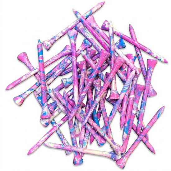 Roze blauwe houten golf tees 50 stuks – golf tees 3-1/4 inch – kleurrijk ontwerp – duurzame houten tee – golf accessoires – geschikt voor training en golfspel