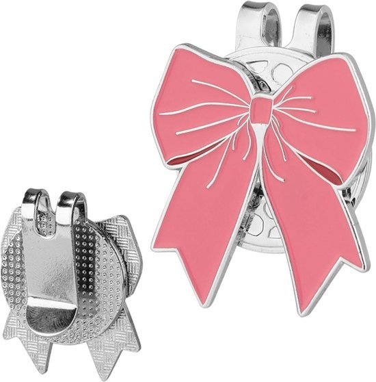 Roze boogvormige golfbalmarker met hoedclip en sterke magneet - Golfaccessoires - Roze uitvoering - Handig en stijlvol ontwerp