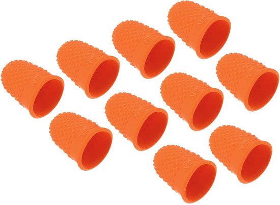 Rubber Fingertips - 10pcs Silicone Thumb Fingertip Protective Covers - Thimble Grips voor Kantoor - Tellen - Naaien - Oranje XS Maat - Handbescherming - Handcomfort van Merkloos